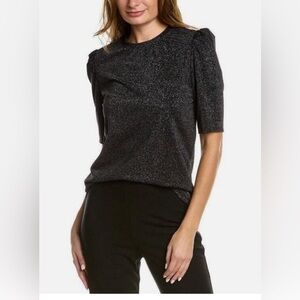 Trina Turk Sparkle Metallic Forbidden Puff Sleeve Top I XS